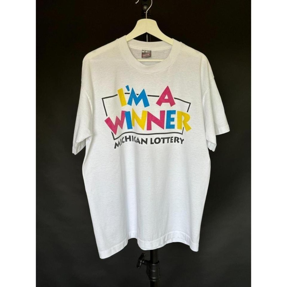 80's‎ Michigan Lottery Vintage Tshirt "I'm a WINNER!" White XL